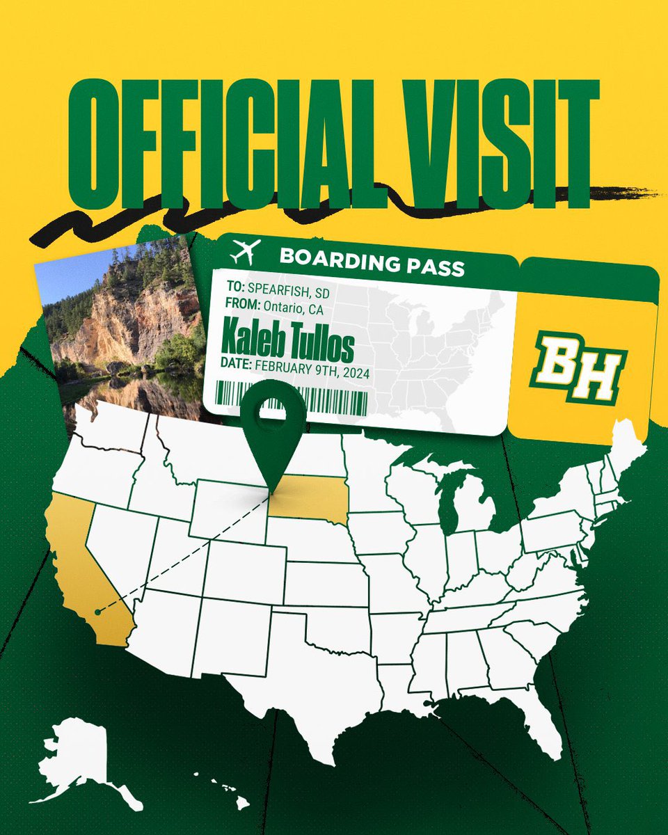 I will be visiting Black Hills State University tomorrow thank you <a href="/CoachBenBlake/">Ben Blake</a> and <a href="/BHSUFB/">BHSU Football</a> for this opportunity!