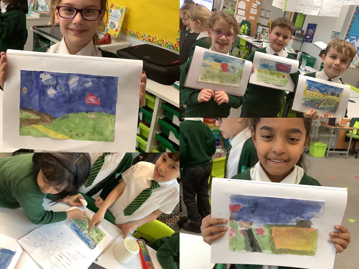 🖼️ Today we transformed our classroom into a gallery, admiring the beauty of our recent landscape paintings. We considered our next steps for improvement and shared what we liked about our paintings 🎨💡 #Art #GalleryDay #CreativeReflection