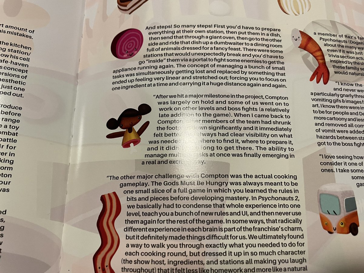 CCCieri's tweet photo. Hi @DoubleFine I’m loving “The Art of Psychonauts 2” but it looks like some text is missing? It goes from “motivating the player to” right to “And steps!” What was originally between them? https://t.co/SbhAAR1jNp