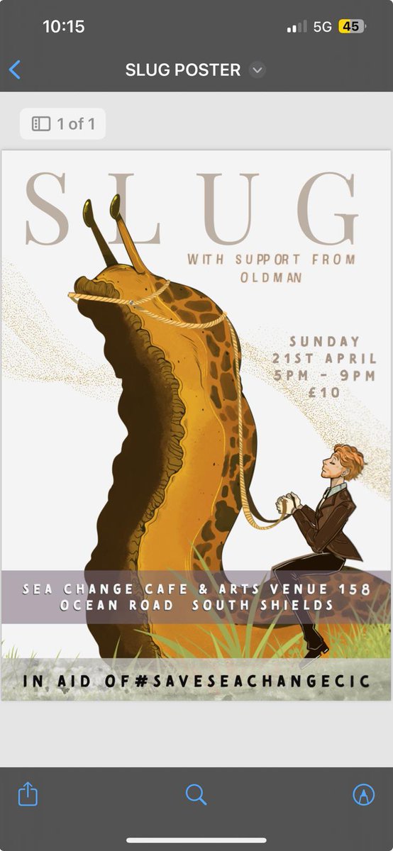 Slug will be doing a one off show to help out South Shields institution @seachange on the 21st April. Tickets a tenner With support from Oldman (ex- minotaurs) Poster by Seachange's very own Jayne Hughes crowdfunder.co.uk/p/help-us-save…