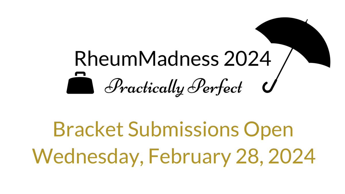 #RheumMadness 2024 is coming soon! Bracket submissions open on February 28, 2024. Subscribe to our newsletter so you don't miss out on anything related to the tournament. 👇👇👇 sites.duke.edu/rheummadness/