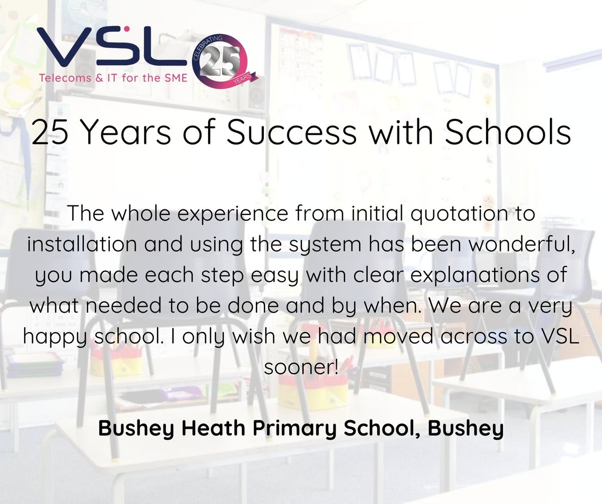 VSLgroup's tweet photo. 25 Years of Educational Excellence! Since we opened our doors a 25 years ago we have been committed to delivering excellence across the education sector. Providing schools &amp; colleges with the technology and infrastructure they need to pioneer teaching methods and shape futures.📚 https://t.co/1xFQLxpMVh