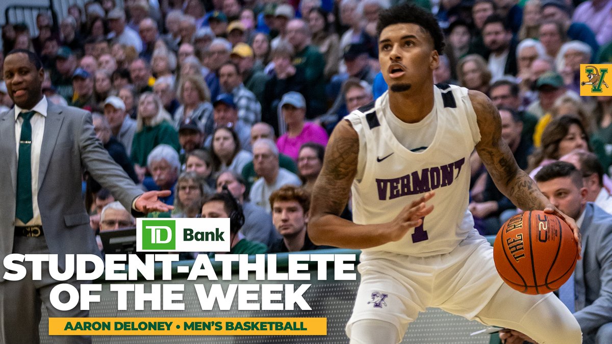 Season-high 16 points, with four made three-pointers in front of a sold out Patrick Gym crowd to win <a href="/UVMmbb/">UVM Men's Basketball</a>'s nation-leading 23rd straight conference game - Aaron Deloney is our <a href="/TDBank_US/">TD Bank</a> Student-Athlete of the Week!
#LetsRally