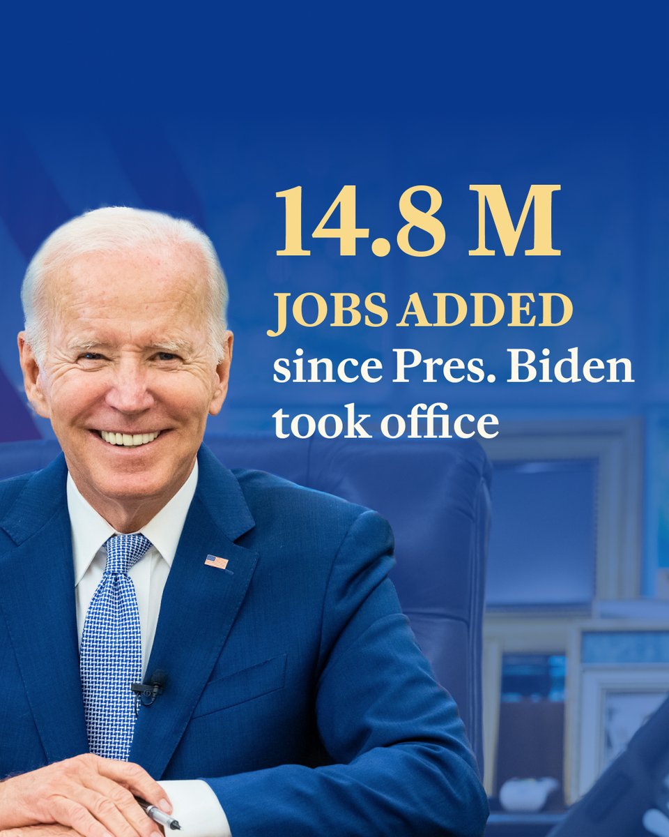 TheDemocrats's tweet photo. President Biden is a jobs president. 🙌 https://t.co/vWncwGepm7