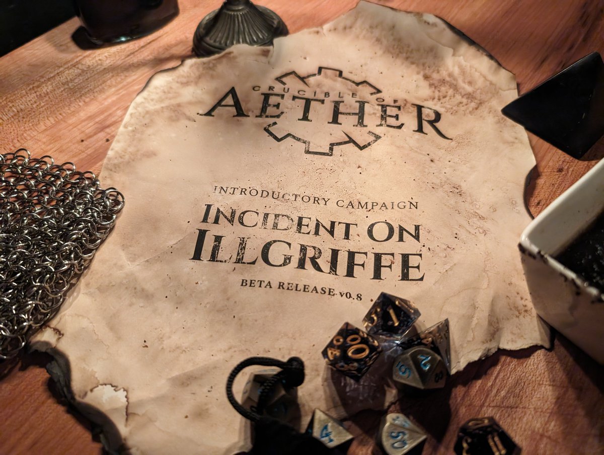 <a href="/4randompixels/">4 Random Pixels - Kickstarter pinned</a> Thanks for the space!

We're the team behind #ttrpg Crucible of Aether! In our game you improve skills as you use them and unlock abilities through play, and you can playtest it now!

We still have playtest slots available, check out our Discord: discord.com/invite/bUxcyVt…
