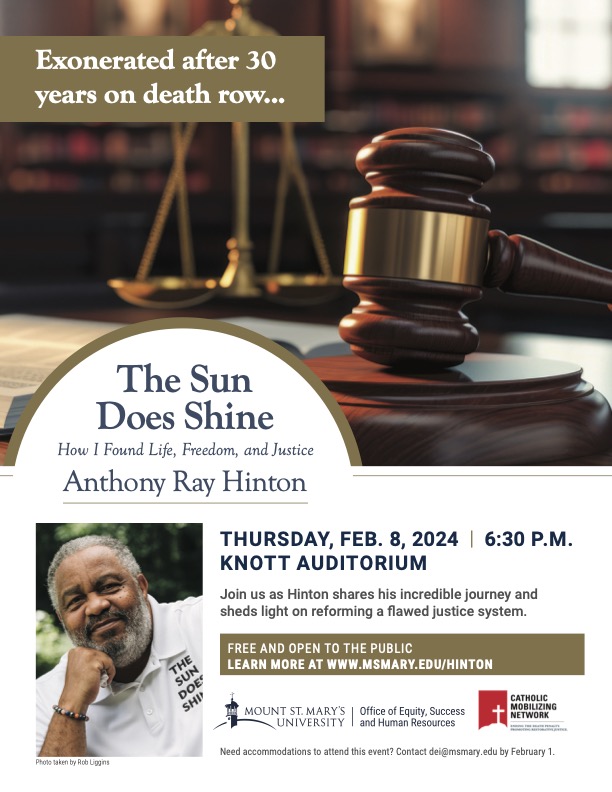 Join us today as we hear Anthony Ray Hinton's story of patience, heartbreak, and perseverance in his 30 years of incarceration despite his innocence. This event is free and open to the public. Register in advance here: form.jotform.com/233324705520144