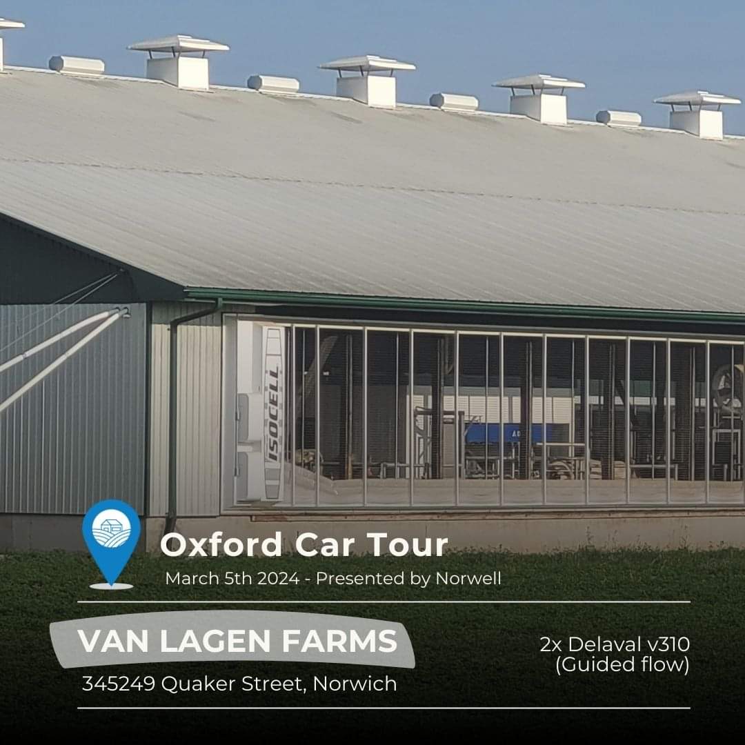 NorwellDairy's tweet photo. Van Lagens started up their @DeLavalCanada v310 in November of 2021 and we can not wait for you to check out this facility. Mark March 5th on your calendar for our Oxford Car Tour #ontag #DairyDoneWell #agriculture #farming https://t.co/1Zn86OwDRo
