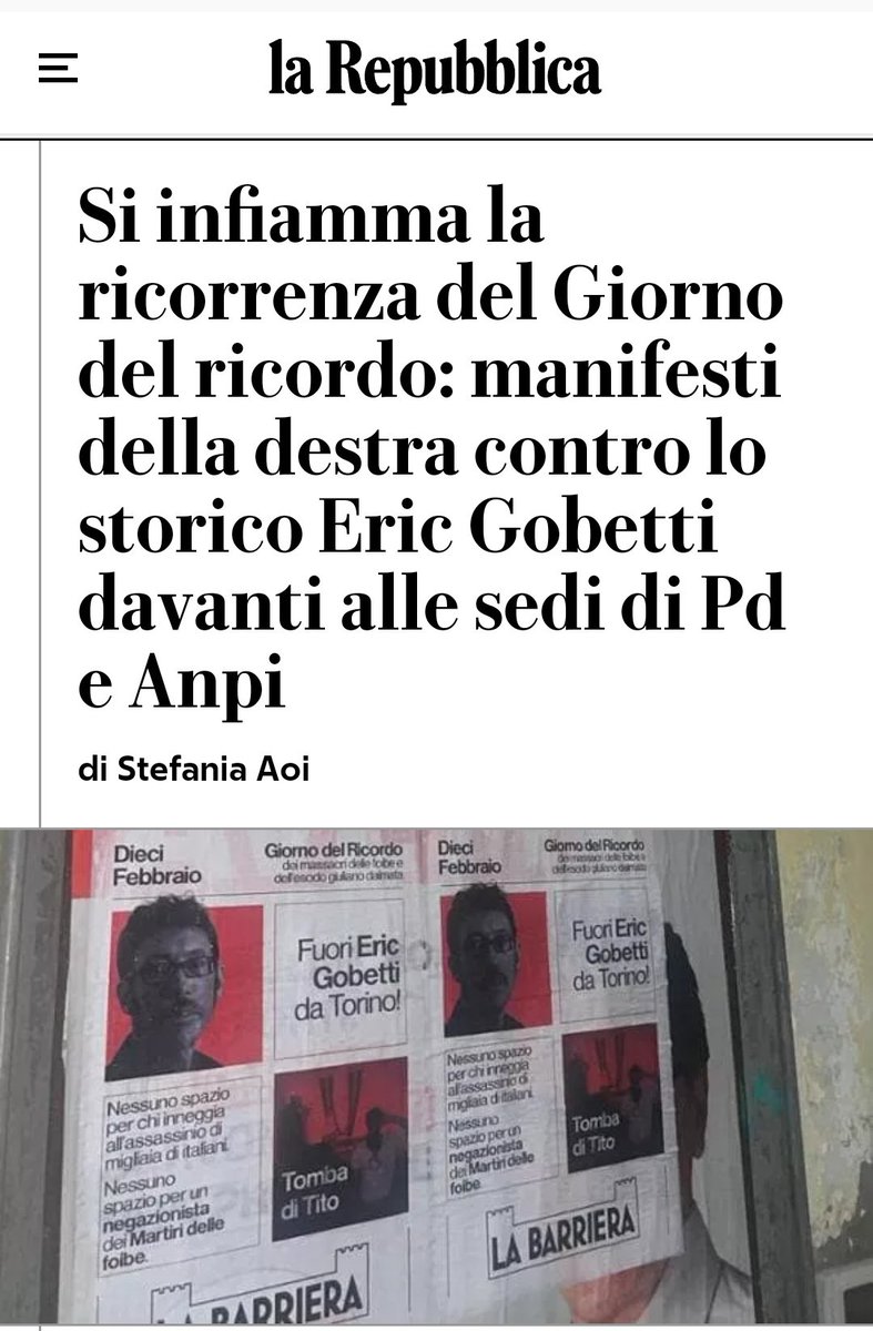 Solidarietà a Eric Gobetti. Ancora una volta, dietro la retorica del ricordo emerge senza ritegno la volontà di riscrivere, manipolare e negare la storia. E di mettere a tacere con le intimidazioni le voci di chi invece da anni si occupa di fare seriamente lo storico.