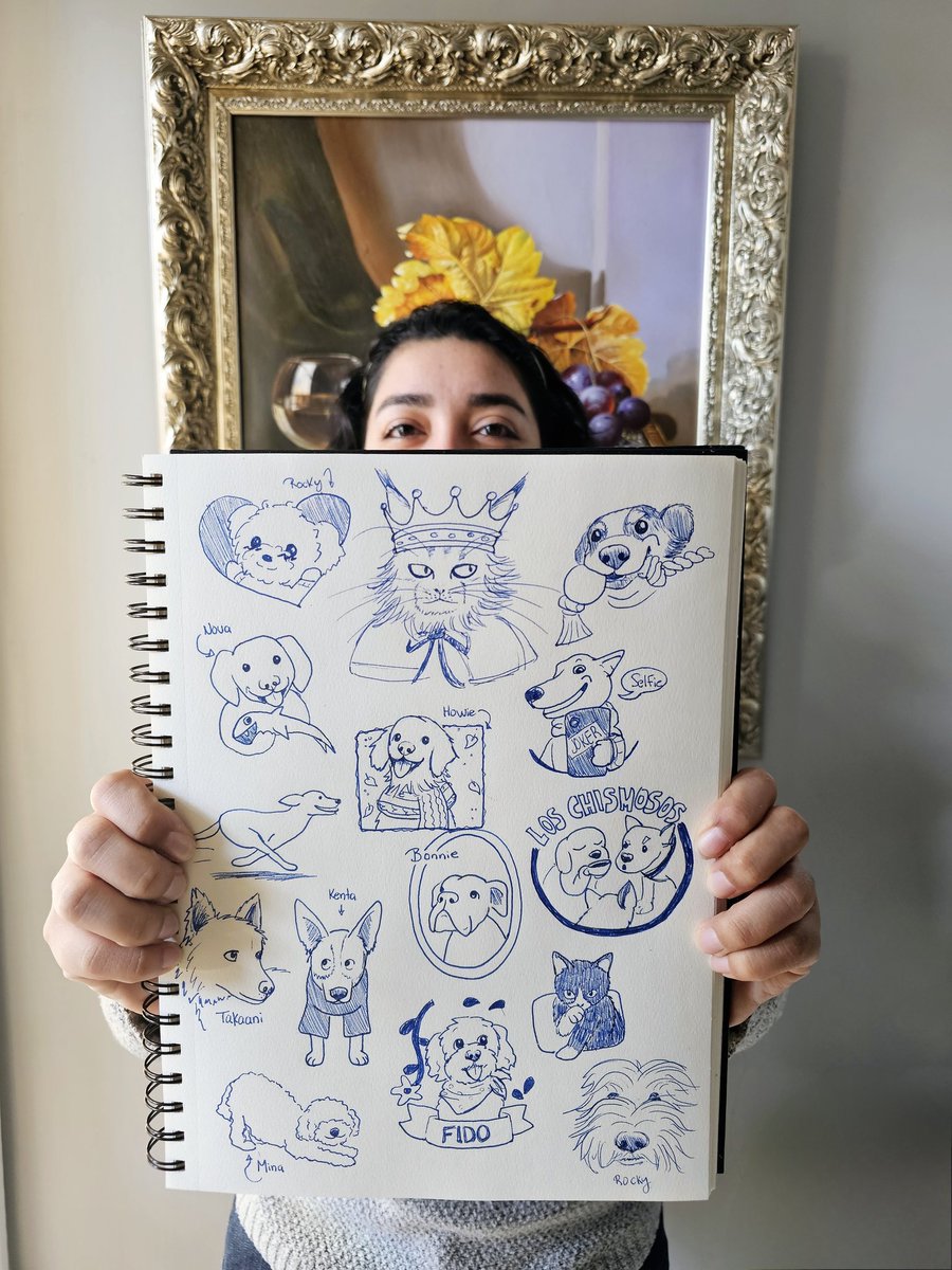 RJBravoArt's tweet photo. Do you see your pet? 
I sketched some more of those who participated few weeks ago. And yes, I'll keep doing more! 🐾 https://t.co/7x3SYjGQZP