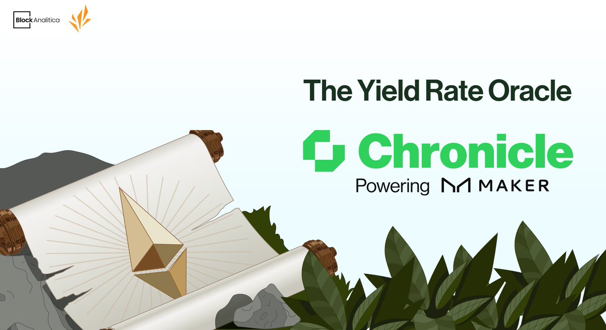 ✨Sponsored

<a href="/ChronicleLabs/">Chronicle 📖</a>, the #Oracle behind <a href="/MakerDAO/">Maker is now Sky</a>, launches the Yield Rate Oracle in collab with <a href="/BlockAnalitica/">Block Analitica</a>

Designed for #DeFi lending protocols, the Oracle will deploy first on <a href="/Sparkdotfi/">Spark</a>, providing a safe &amp; automated way to customize the interest rate for WETH 👇
