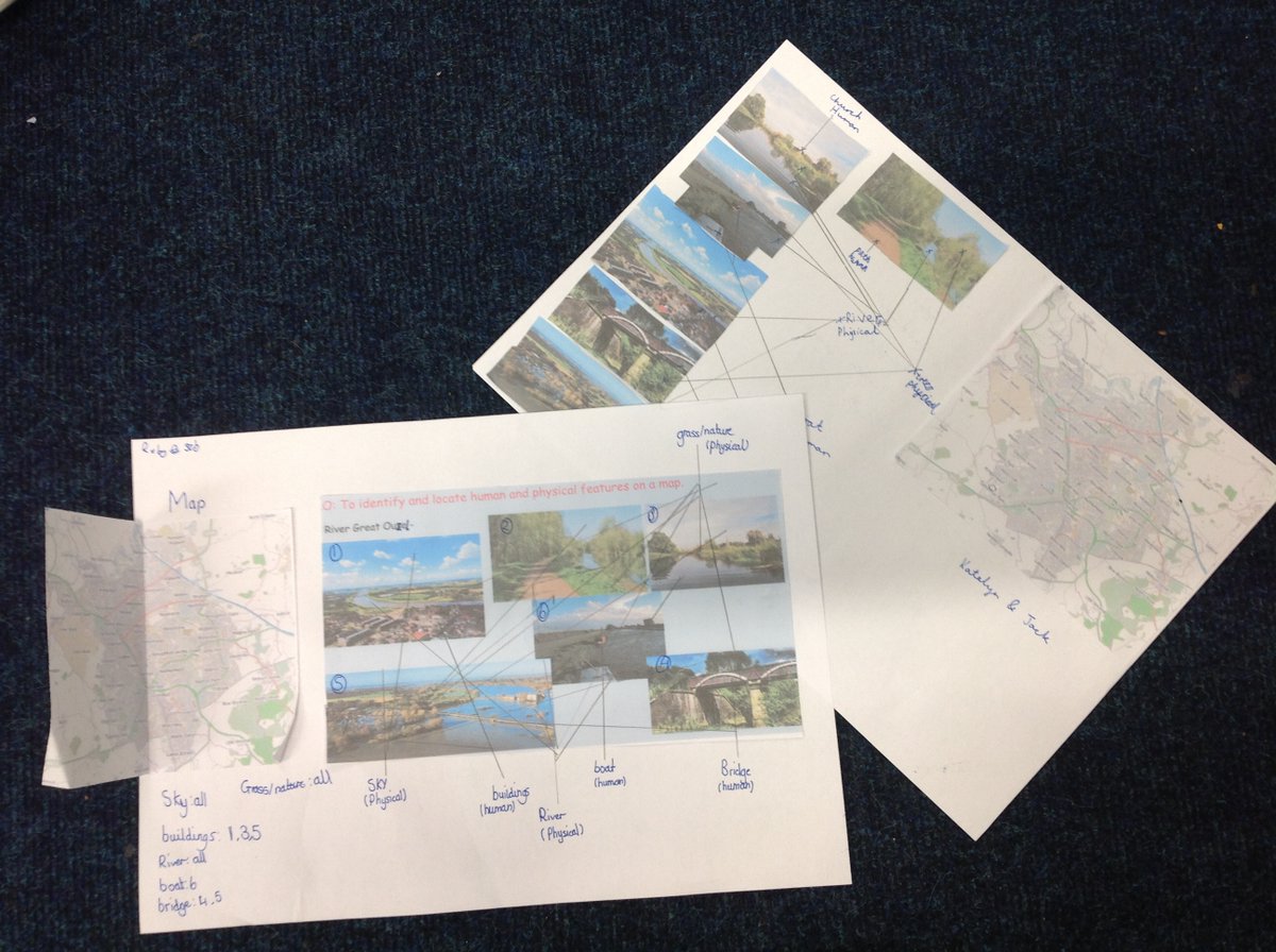 Geography Map work - We have been learning about rivers in Geography this term and spent today's lesson looking at our local river (The River Ouzel) and its features.