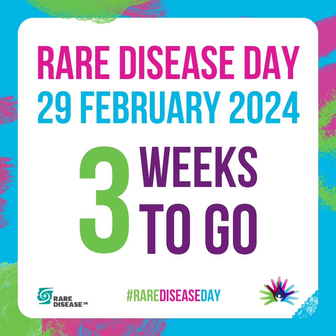 3 weeks to go until #RareDiseaseDay2024!

The simplest thing you can do to help raise awareness is share our posts and use the hashtag #RareDiseaseDay to get the community trending.

#StoriesBehindTheStats