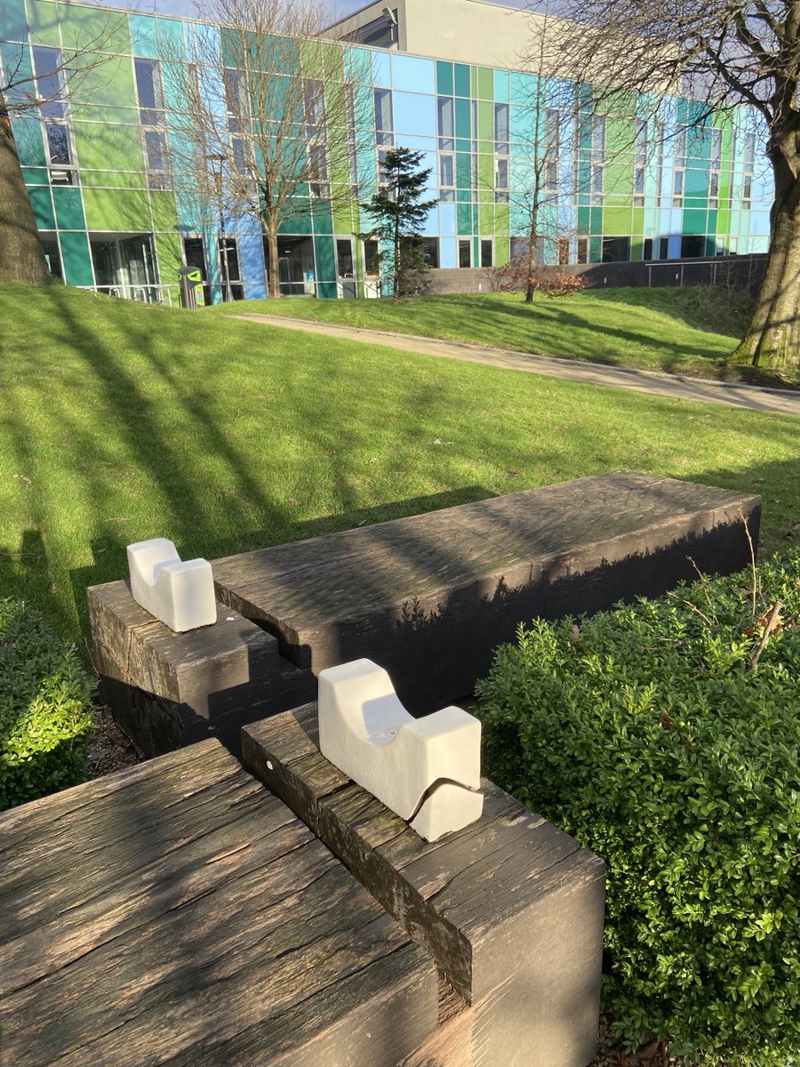 Did you know the benches outside the Fraser building are actually designed to look like dissection tables? 😮 Installed in 2001, the art installation marked 550 years of @UofGlasgow. The white porcelain headrests are replicas of the wooden headrest used in anatomical dissection!