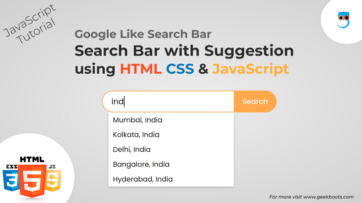geekboots's tweet photo. How to Build a Live Search Suggestion Box (Like Google) in HTML, CSS & JavaScript | Geekboots
Full Video: https://t.co/fmJemSzZrw
Source Code: https://t.co/I9ji1fFtib
#javascript #javascriptutorial #webdesign #csstutorial #JS #searchsuggestion #autocomplete https://t.co/VSJUDygpSg