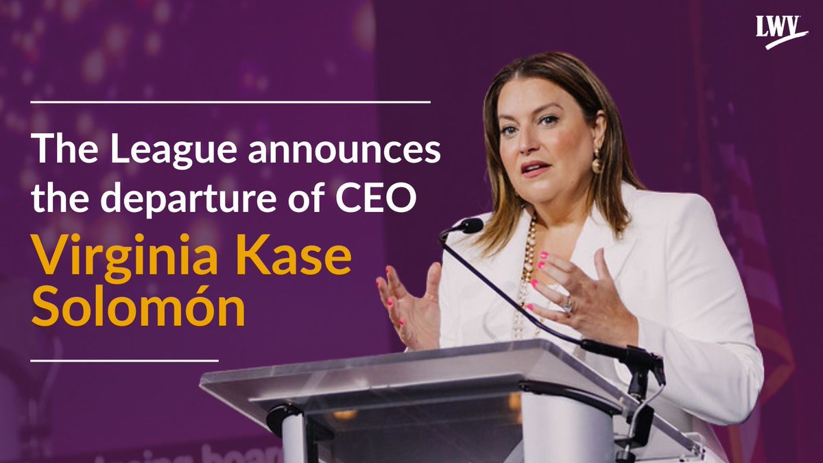 We thank Virginia for her exemplary leadership, whose vision and dedication has been instrumental in the League's growth as an organization and centering racial equity in our work. 

Full statement on <a href="/KaseVirginia/">Virginia Kase Solomon</a>'s departure: lwv.org/newsroom/press…