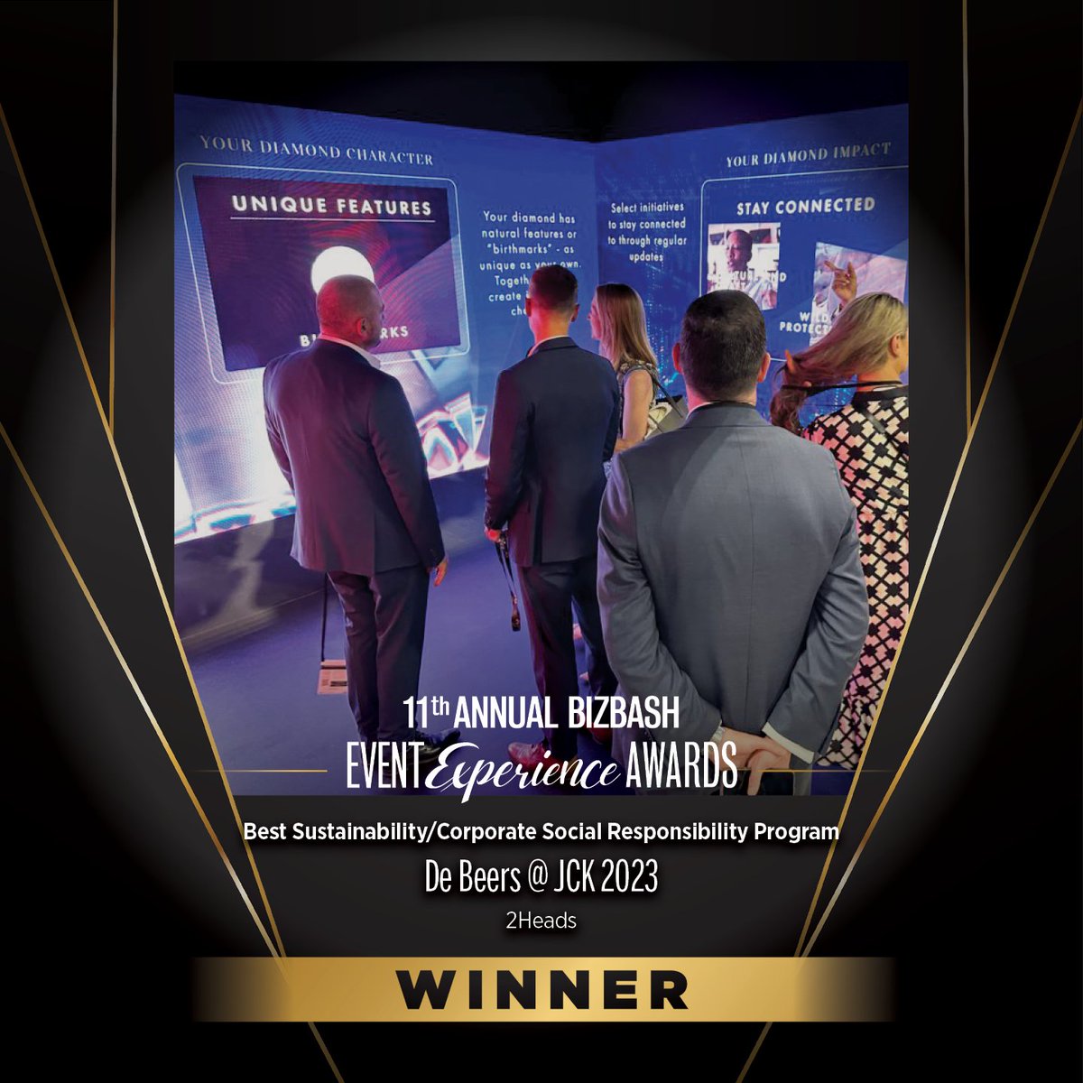 We are ecstatic to share the news that we have won <a href="/BizBash/">BizBash</a> Event Experience Award for Best Sustainability/Corporate Social Responsibility Program for <a href="/debeersgroup/">De Beers Group</a> 💎. Our mission is to create remarkable brand experiences while prioritizing sustainability 🌳.