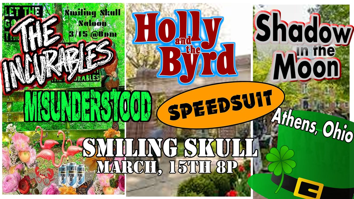 HollyOlsenMusic's tweet photo. #LiveMusic March 15th #hollyandthebyrd @ #smilingSkull #Athens #Ohio #OhioUniversity w/ #ShadowintheMoon #TheIncurables #Misunderstood #Speedsuit #Radio #itunes #Spotify #reverbnation #punk #rocknroll #Rockband #Band #BandMerch #bandcamp on #thepinkflamingosband #website #Concert https://t.co/iyBqngbxmS