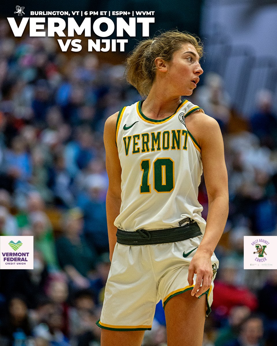 𝐑𝐚𝐥𝐥𝐲 𝐀𝐠𝐚𝐢𝐧𝐬𝐭 𝐂𝐚𝐧𝐜𝐞𝐫 𝐆𝐚𝐦𝐞, presented by Mascoma Bank ⬇️

😼 🆚 NJIT
📍 Patrick Gym
🕰 6 p.m.
📺 go.uvm.edu/c7v8k (ESPN+) | AmericaEast.TV (Int’l)
📻 WVMT | go.uvm.edu/y6w5s
📊 go.uvm.edu/3uok5
🎟 go.uvm.edu/ym91g