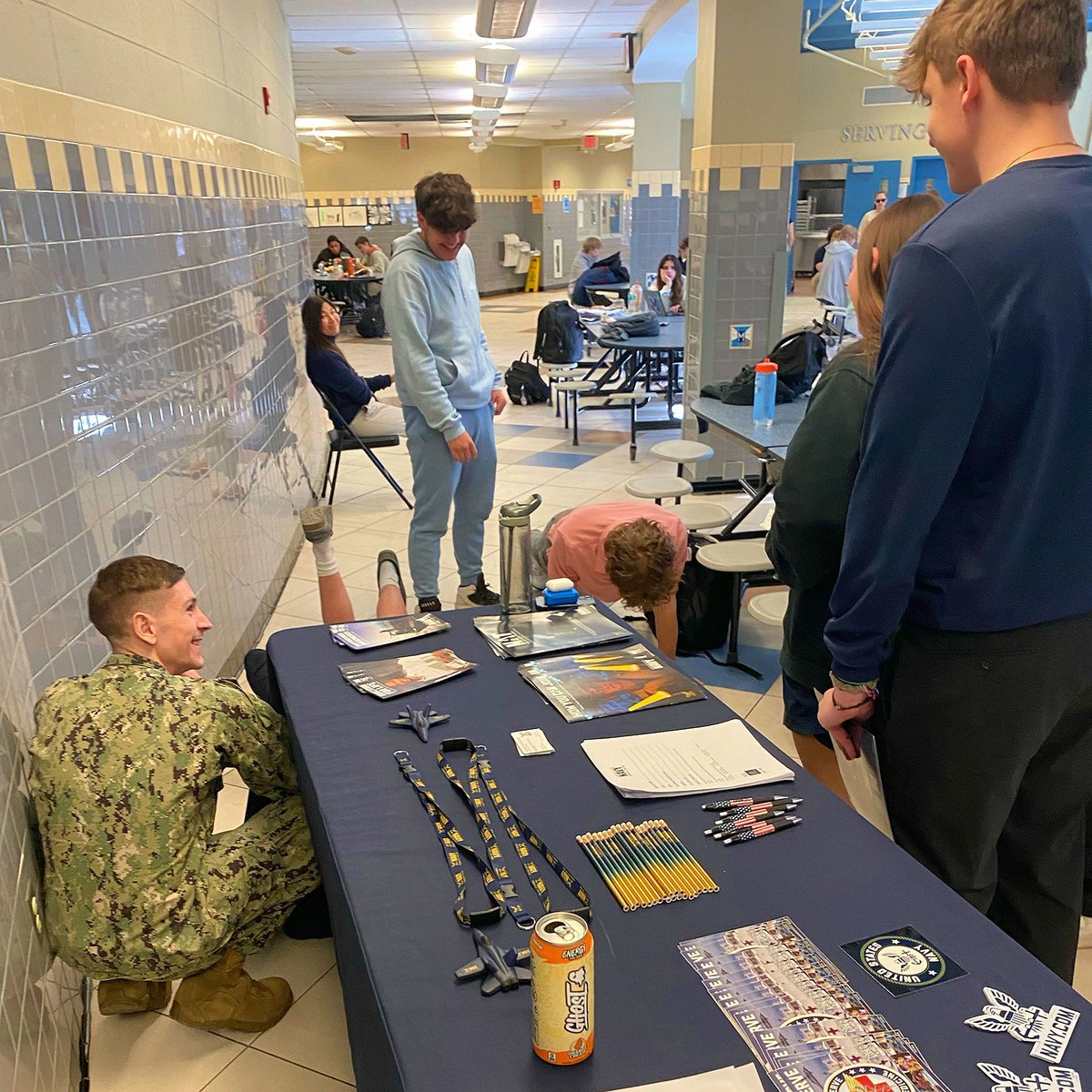 MillbrookCSD_NY's tweet photo. Thanks to Petty Officer Vanwarner for sharing his Navy journey with our students. He spoke about his experience and the benefits of military service. We were thrilled to provide our students with an opportunity to explore a new post-secondary interest! #MCSDMethods #goblazers https://t.co/SuwPWz4mAb