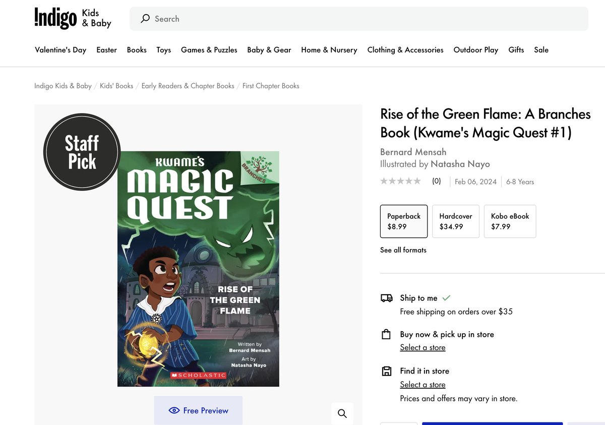 Wohoo!!! Kwame's Magic Quest is a #staffpick of the month over at @chaptersindigo !!!! Supremely grateful to the team over there and @scholasticCDA @scholastic and @kcarella1 for working with me on this book to get it there! #BlackHistoryMonth📷 #african #kidlit