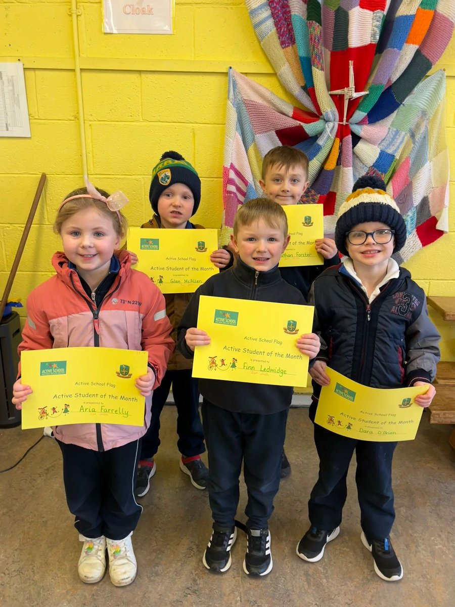 KilcoolePS's tweet photo. Huge congratulations to our Artists of the Month 🧑‍🎨🎨 and Active Pupils of the Month for January in the junior building! @ActiveFlag https://t.co/jDnpibEW3o