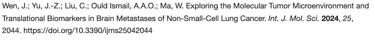 Happy to share our latest 23-page comprehensive review in IJMS (IF: 5.6) on NSCLC brain metastases & biomarkers.#NSCLC #BrainMets #Biomarkers #TME  @AzizOuldIsmail @DHPathRes. As the corresponding author, I'm grateful for this collaborative effort. 📣📣
rb.gy/y3jvkj