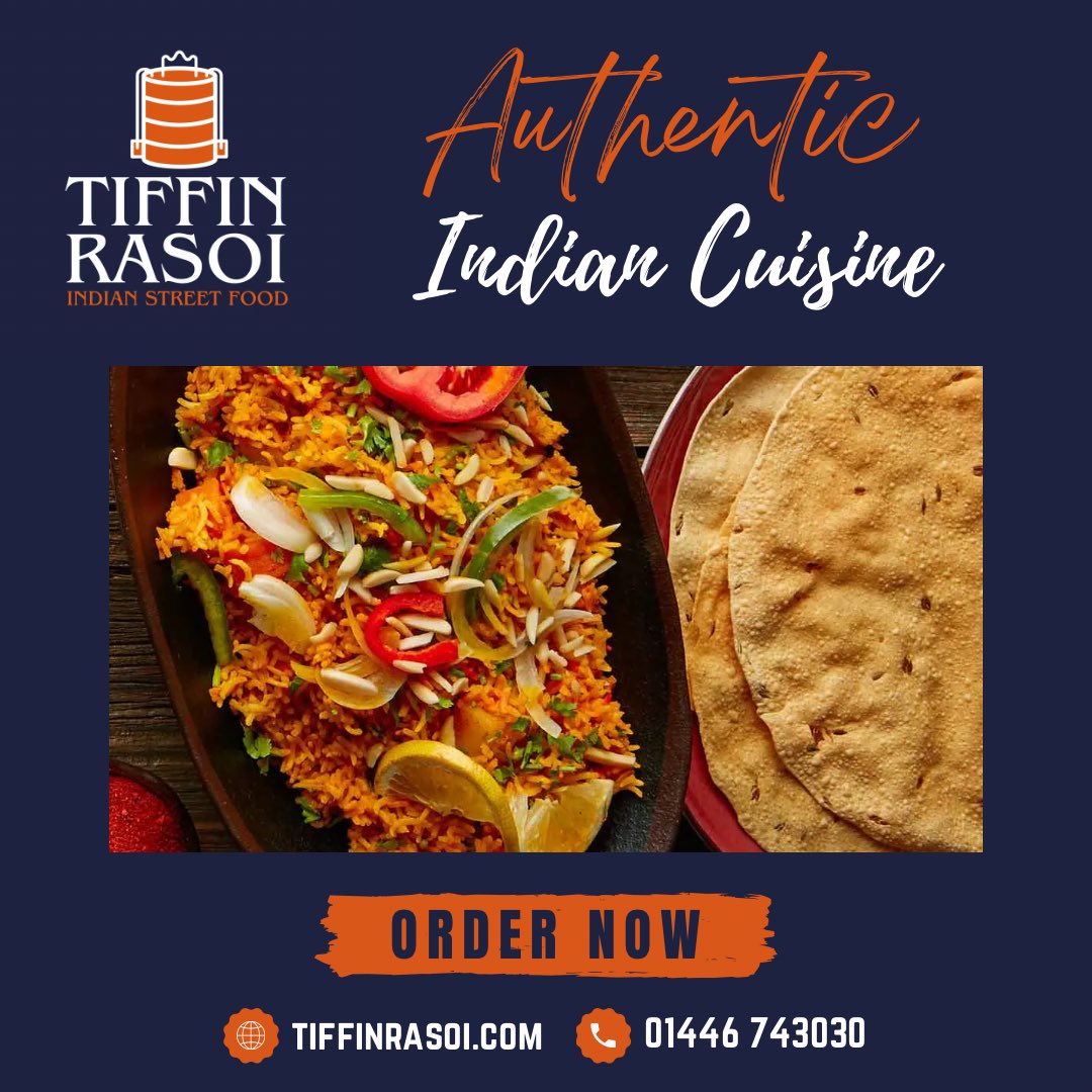 ✨ Enjoy the award winning Tiffin Rasoi experience in your home. Order on tiffinrasoi.com or call 01446 743030 🥘
