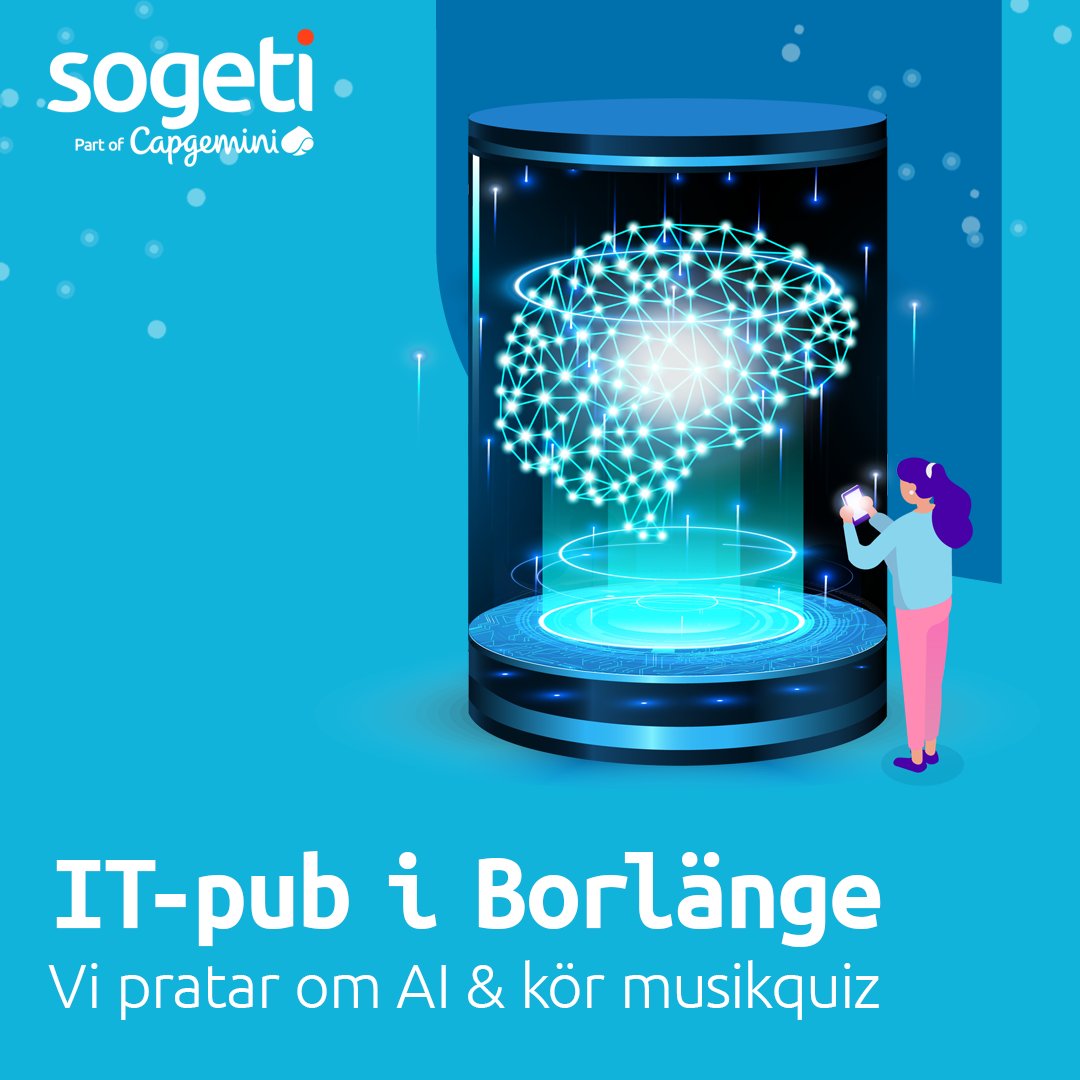 📣 | Vi på #Sogeti bjuder in till vår #IT-pub hos #SogetiBorlänge den 15/2, där vi får lyssna på en föreläsning om #AI. Vi kör även ett musikquiz. Föreläsare är Marcus Norrgren, Data &amp; AI Lead, &amp; Joakim Gåfvels, Senior Machine Learning Engineer. Anmälan: sogeti.se/utforska/kalen…