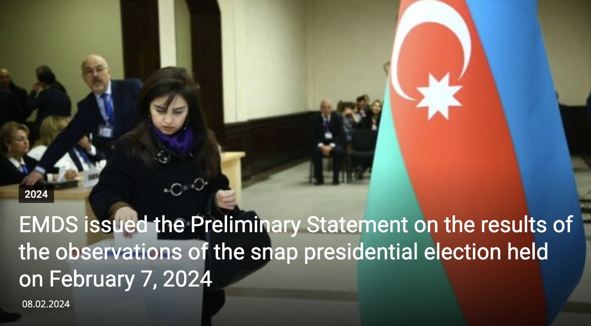 "<a href="/SMDT_EMDS/">SMDT</a> concluded that the presidential election was conducted in an environment lacking democratic principles &amp; real political competition, violating national &amp; intl standards for free and fair elections." Our members state in their preliminary statement on elections in 🇦🇿