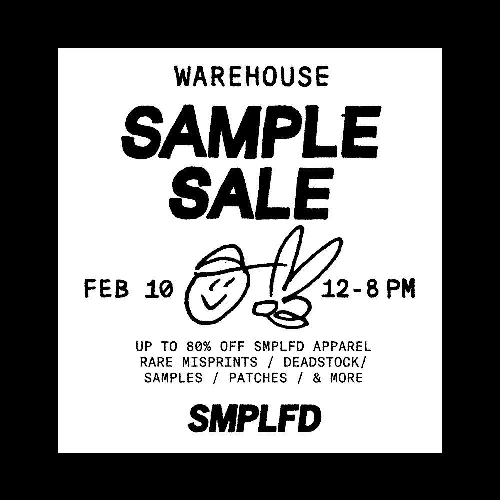 Looking for those coveted tees and hoodies that you've seen online? Chances are they're not here, but there's probably some misprints, samples, and random colors that you can grab.  This Saturday ✌️