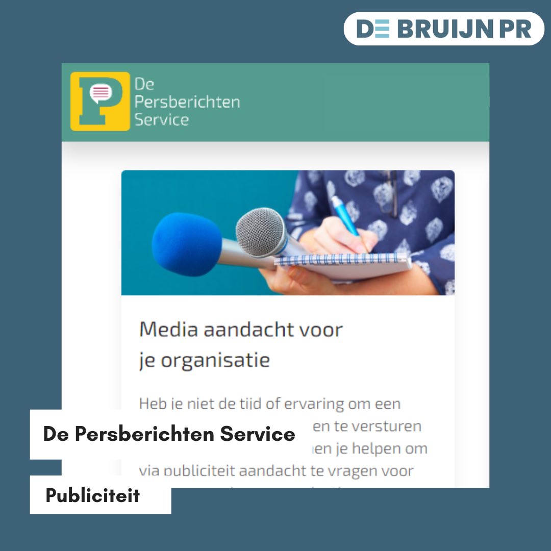 DeBruijnPR's tweet photo. Wil jij aandacht vragen voor nieuws over jouw organisatie en laagdrempelig je eigen persbericht naar de media sturen? Bekijk dan eens de mogelijkheden van onze Persberichten Service! #pr #persbericht #media #professionals #publiciteit #depersberichtenservice https://t.co/msh3fEIC7N