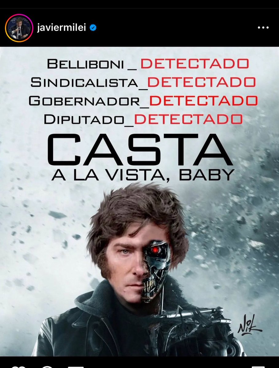 🇦🇷 TOTALMENTE DESQUICIADO. Luego de haber sido aplastada su ley habilitante en el Congreso, el demente que gobierna la Argentina publica esta clase de contenido en redes sociales. Javier Milei está en el suelo.