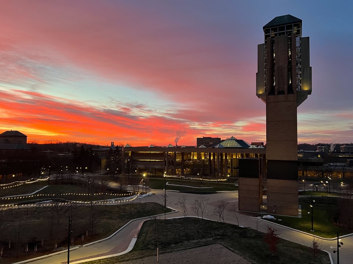 A beautiful sunrise view of North Campus from the Beyster building balcony, courtesy of a CSE staff member @UMengineering