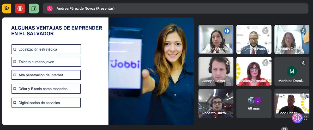 Participando en el #webinar  para conocer políticas de #emprendimiento e #innovación en #ElSalvador <a href="/EconomiaSV/">Ministerio de Economía</a> e identificar puntos de encuentro con  <a href="/EU_LAC_Accelera/">EU-LAC Digital Accelerator</a>   <a href="/EBAN_org/">EBAN</a>