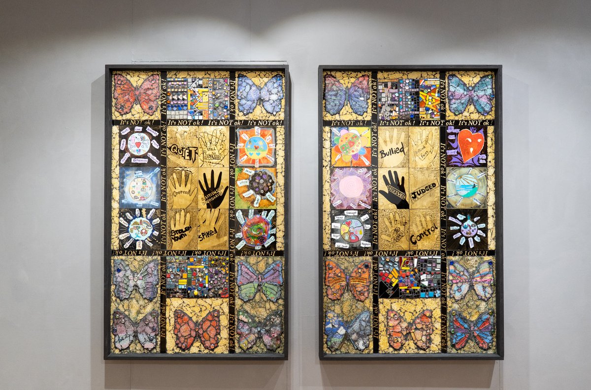 CyfannolWAid's tweet image. Wrapping up sexual abuse &amp;amp; sexual violence awareness week, we thrilled to share stunning photos by Jo Haycock from our @HorizonSvs "It's Not Okay" Art Exhibition opening night at @LlantarnamGrnge. It was incredible to witness everyone unite to celebrate these powerful artworks!