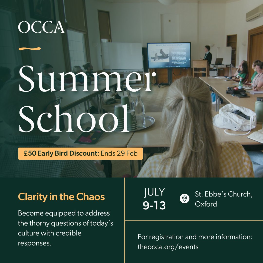 Explore meaningful responses to today's thorny questions at our 4-day summer intensive: Clarity in the Chaos. Engage in lectures, workshops, and devotions while forging deep friendships and ministry partnerships.

Early bird discount ends 29 Feb!

theocca.org/events/summer-…