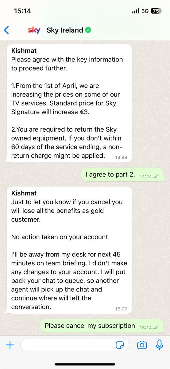 DollRoberts's tweet photo. @SkyIreland why is it so difficult to cancel a subscription. 2 days trying to cancel. Just an idea of what the last 2 days have been like...... https://t.co/mUqvSJMSZc