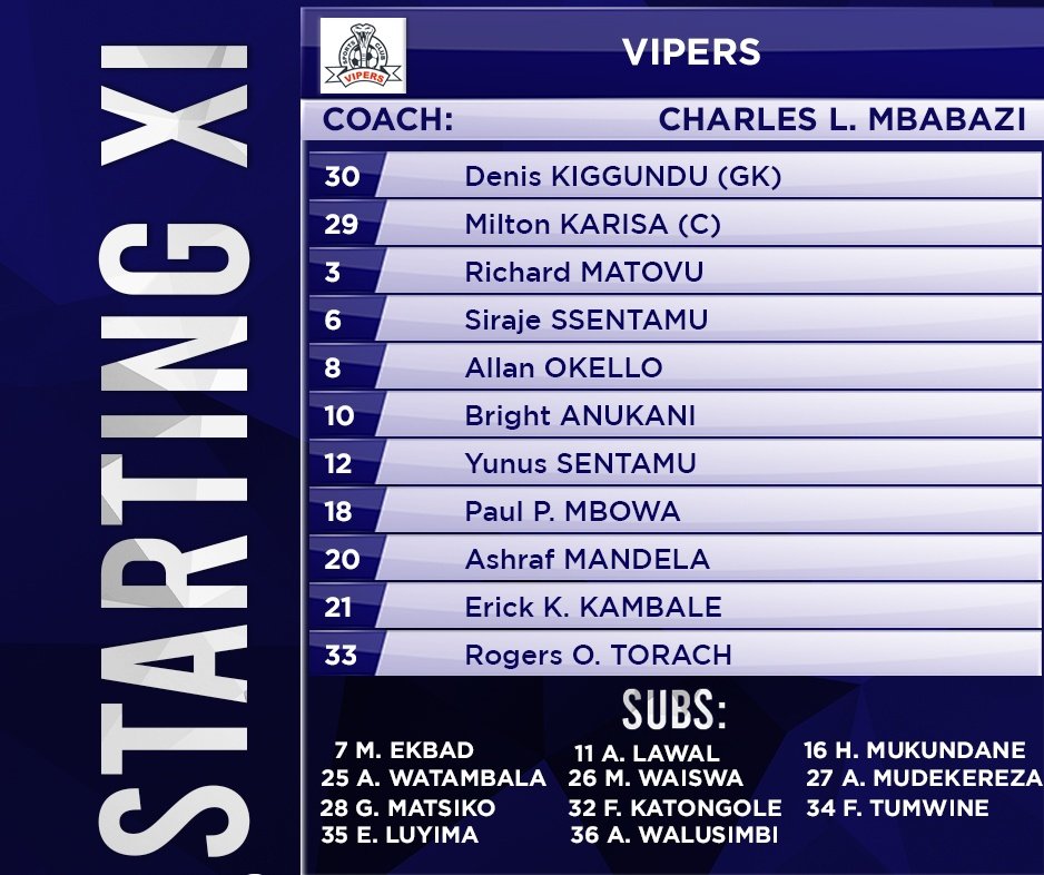 VipersXtra's tweet image. Here we gooo !!!! 
 Venoms Starting XI against @GaddafiFC 

#VIPGAD  •  #StarTimesUPL 
#VenomsUpdates  •  #VipersSC