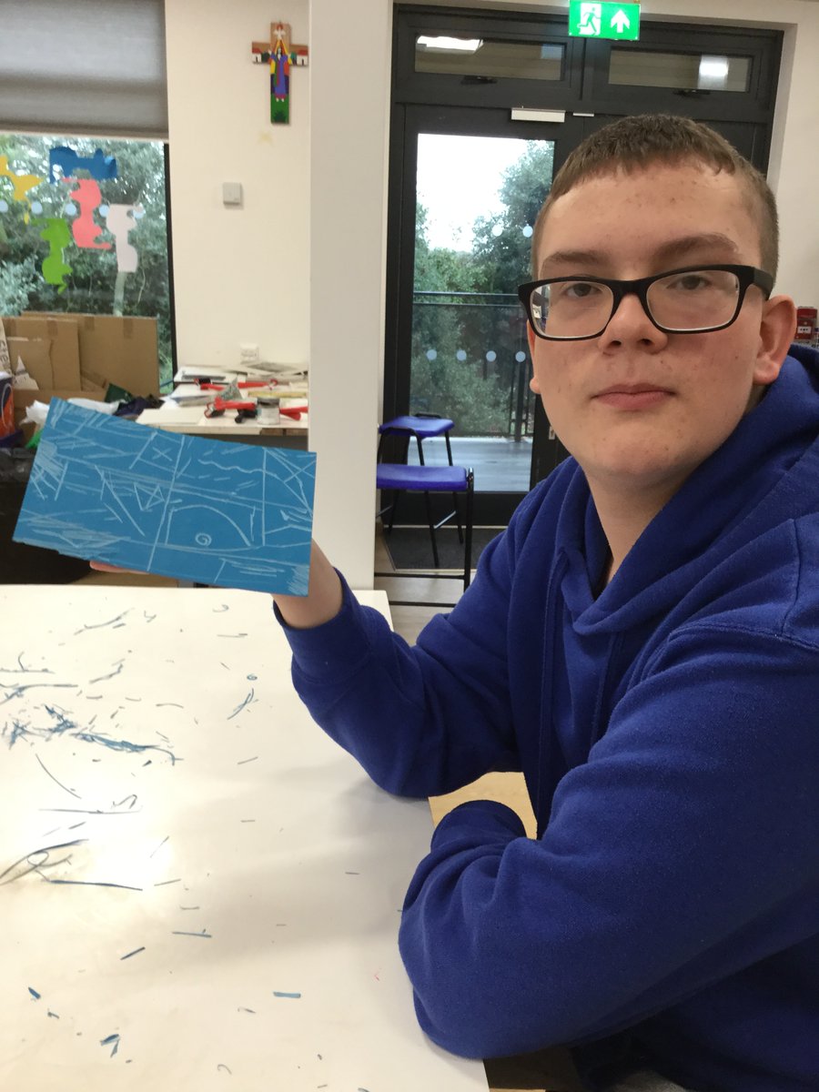 St Lukes have nearly completed their Entry Level WJEC qualification in print making. Most recently they have learnt how to use the Gelli plate technique and are currently learning how to lino cut.
<a href="/Artsmarkaward/">Artsmark</a> #artsmark #Printmaking #Students #SEND #Cranleigh #Surrey