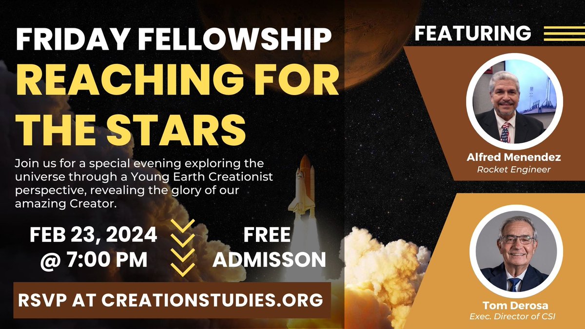 📷NEW EVENT: Reaching For The Stars
Feburary 23, 2024 @ 7pm (EST)
RSVP Here 📷📷creationstudies.org/reaching-for-t…