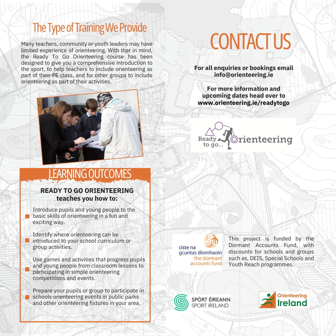 ✨ Ready To Go Orienteering ✨

🗓️ NEW DATES!

orienteering.ie/readytogo for more info!

📍 Cork
🗓️ Wed 6th March 2024
👉Mayfield Sports Complex

📍 Donegal
🗓️ Wed 6th March 2024
👉 Buncrana

📍 Dublin
🗓️ Wed 10th April 2024
👉Sport Ireland Complex