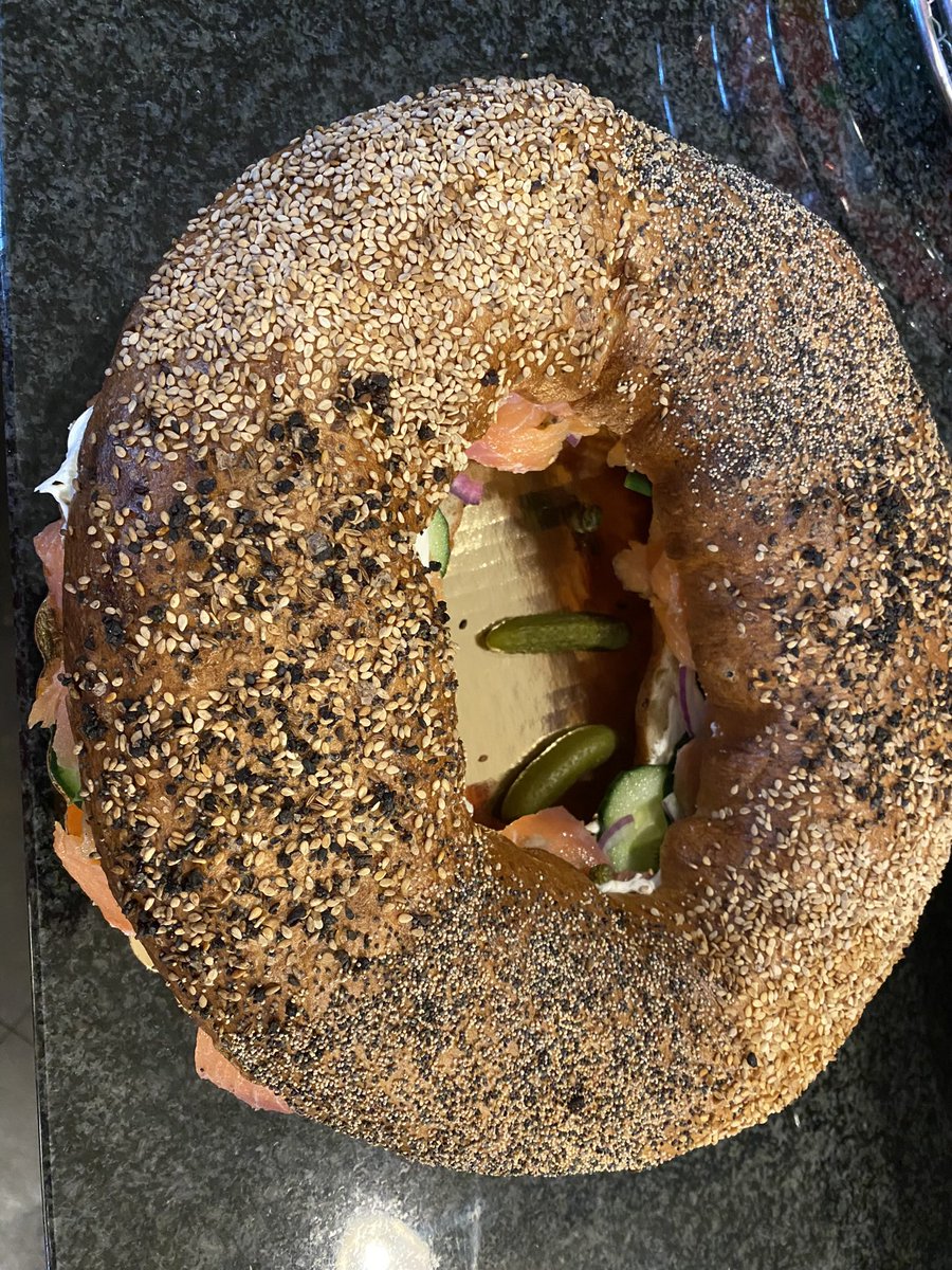 MargaretOrr's tweet photo. Breakfast for the honorary Muse from Flour Moon Bagel. The best! Need energy to give away all of those #musesshoes. It is #musestHERsday @kreweofmuses @wdsu https://t.co/8V9Rxuoj4s