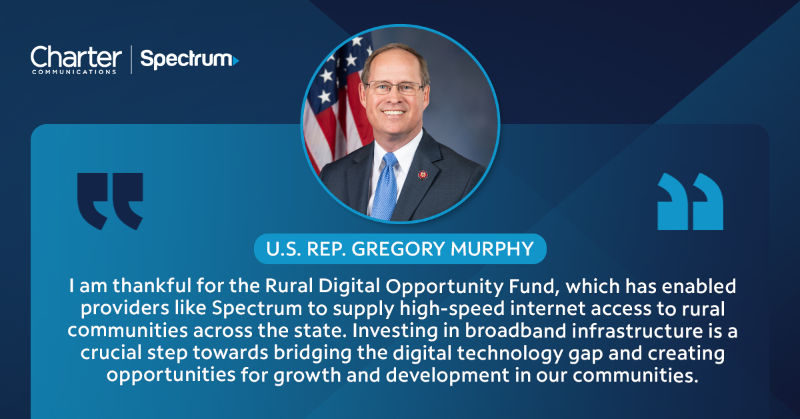CharterGov's tweet photo. 📣 NEW CHARTER #RDOF BUILDOUT:
📍 Pamlico County, NC
🏠 100+ Homes &amp; Businesses Now Have Access to High-Speed Internet

Thank you @RepGregMurphy for supporting efforts to close the #rural digital divide.