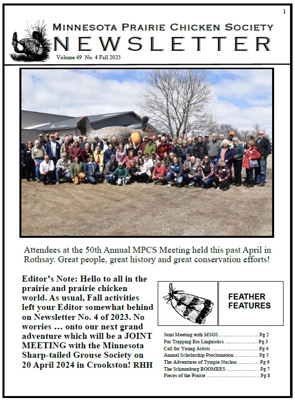 Our latest newsletter is now available on our website. It contains early details on our annual meeting which will be a joint prairie party with the Minnesota Sharp-tailed Grouse Society. Read it here: prairiechickens.org/newsletters