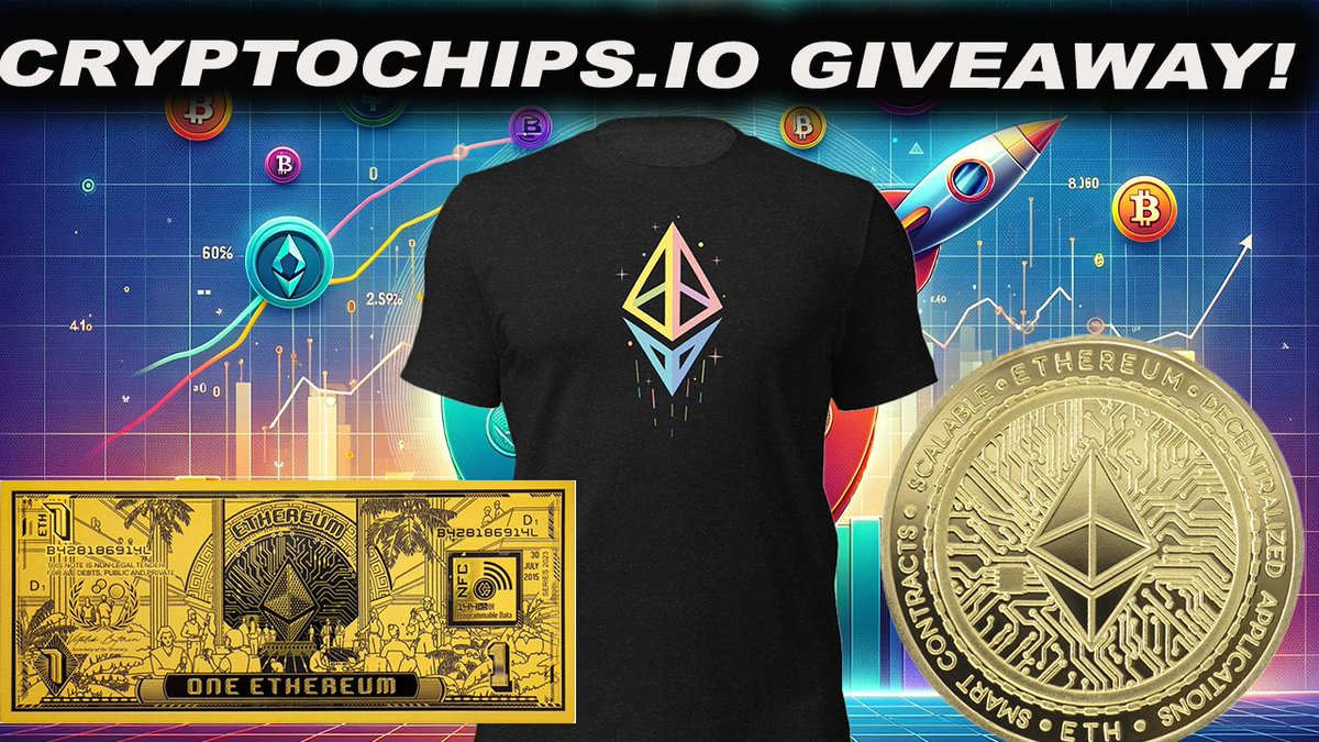 Ajwritescrypto's tweet image. This is our WEEKLY Cryptochips.io GIVEAWAY! 

One lucky winner will win an #Ethereum shirt, Crypto Chip &amp;amp; Moon Money! 🚀

If you want a chance to win, all you have to do is like &amp;amp; Rt THIS POST as well as follow our friends over at @Cryptochipsio! 

Good LUCK! 🙏