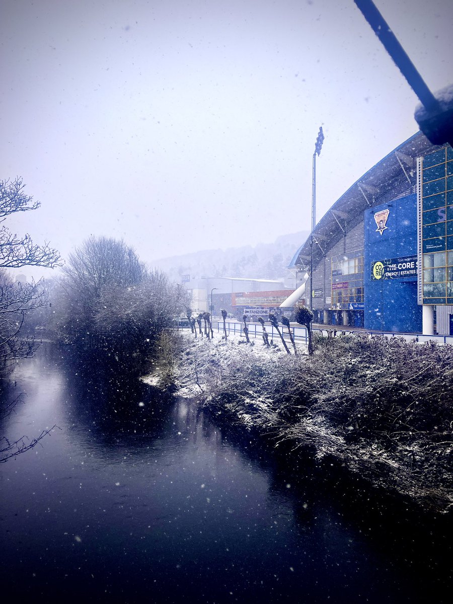 Stadium looking pretty in the snow #htafc @JS_Stadium