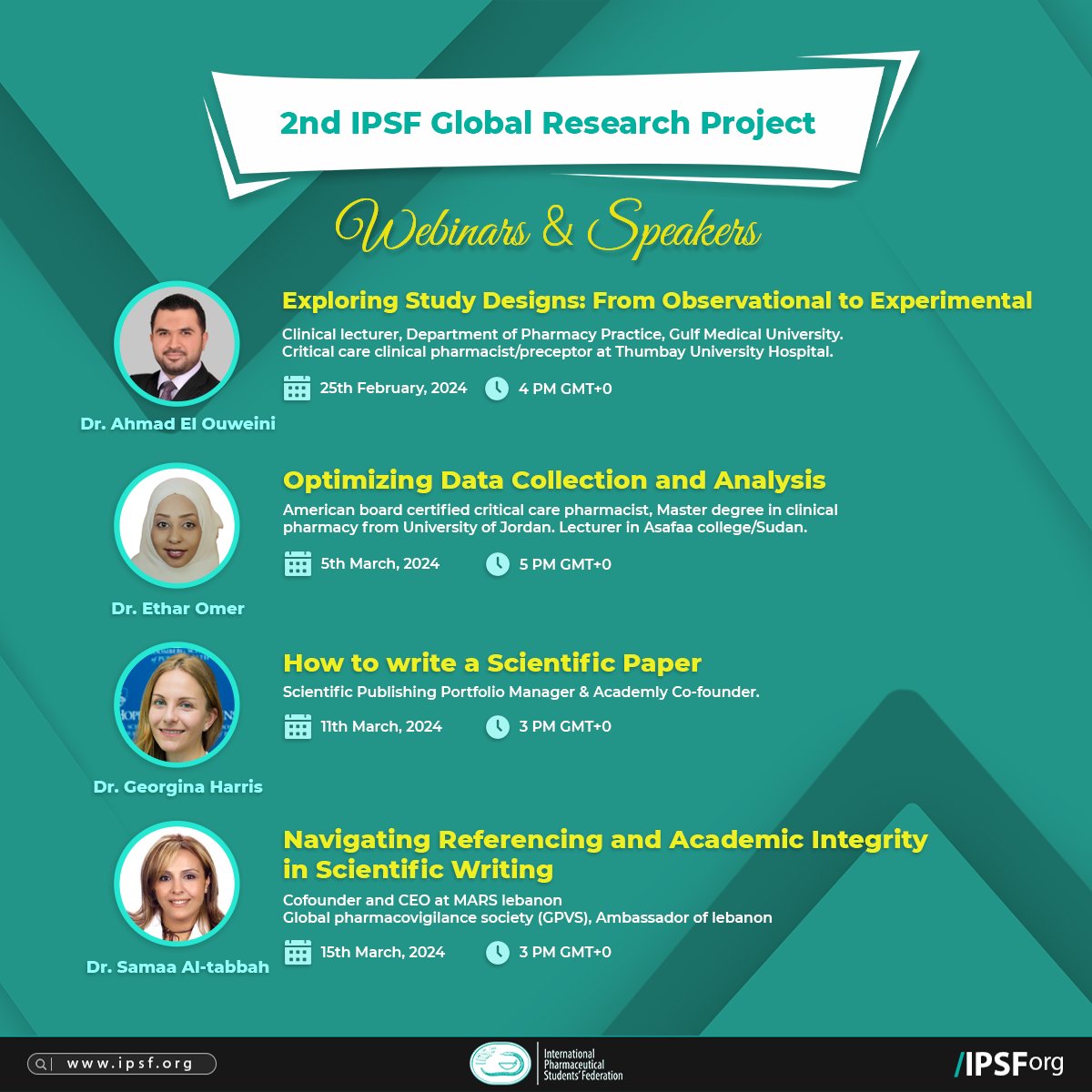 IPSForg's tweet photo. Introducing the Second Cohort of Speakers for the 2nd Global Research Lab!
Register now: https://t.co/2Ne6weNEQ3
Deadline:ย 10thย February
#Pharmacy Education #Pharmaceutical_sciences_initiatives
#ResearchXcellence #ResearchMastery #Researchcompass
#75YearsOfIPSF #IPSForg https://t.co/gjz4sNPie2