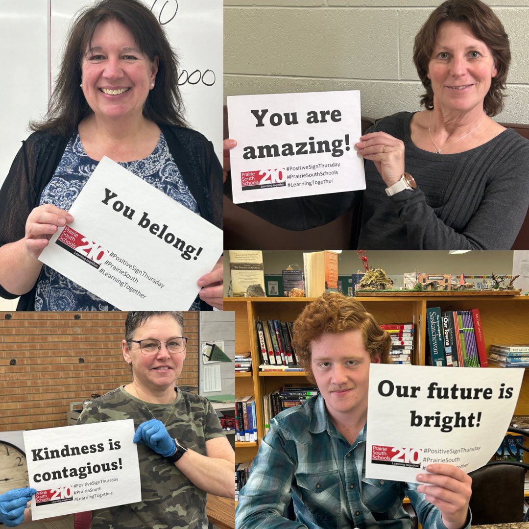 DustinSwanson's tweet image. It is #PositiveSignThursday today in ⁦@PrairieSouth⁩. Thank you to Mankota School for being showcased this week. You are amazing! You belong! Your future is bright! #prairiesouth