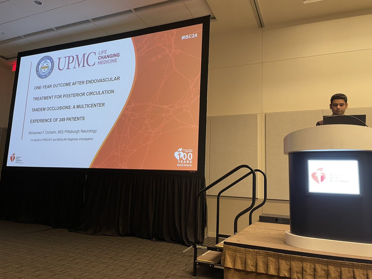 @fahmy_doheim is presenting “One-year Outcomes After Endovascular Treatment for Posterior Circulation Tandem Occlusions: A Multicenter Experience of 249 Patients” In Neuroendovascular Oral Abstract at ISC2024. @RaulNogueiraMD @PittStroke @StrokeAHA_ASA #ISC24 #ISC2024