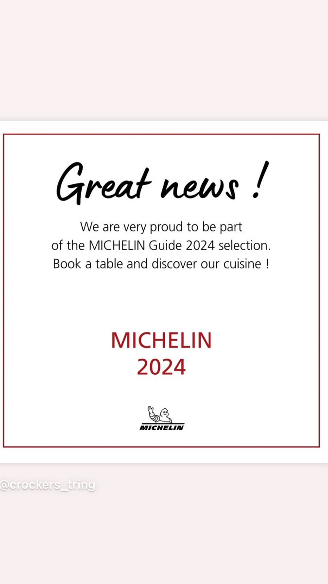 Crockers Tring (@crockers_tring) on Twitter photo A huge well done to the whole Crockers team. We are recommended by <a href="/MichelinGuideUK/">The MICHELIN Guide</a> for the 6th consecutive year. Thanks to our wonderful guests and amazing suppliers for the support <a href="/scottabmfc/">Scott Barnard</a> A huge well done to the whole Crockers team. We are recommended by <a href="/MichelinGuideUK/">The MICHELIN Guide</a> for the 6th consecutive year. Thanks to our wonderful guests and amazing suppliers for the support <a href="/scottabmfc/">Scott Barnard</a>